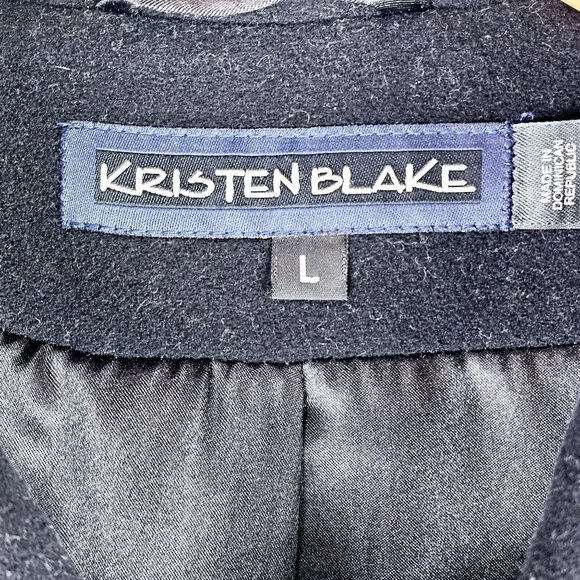 Kristen Blake Wool Cashmere Large Button Black Big Pocket Coat, Sz L - Picture 4 of 13